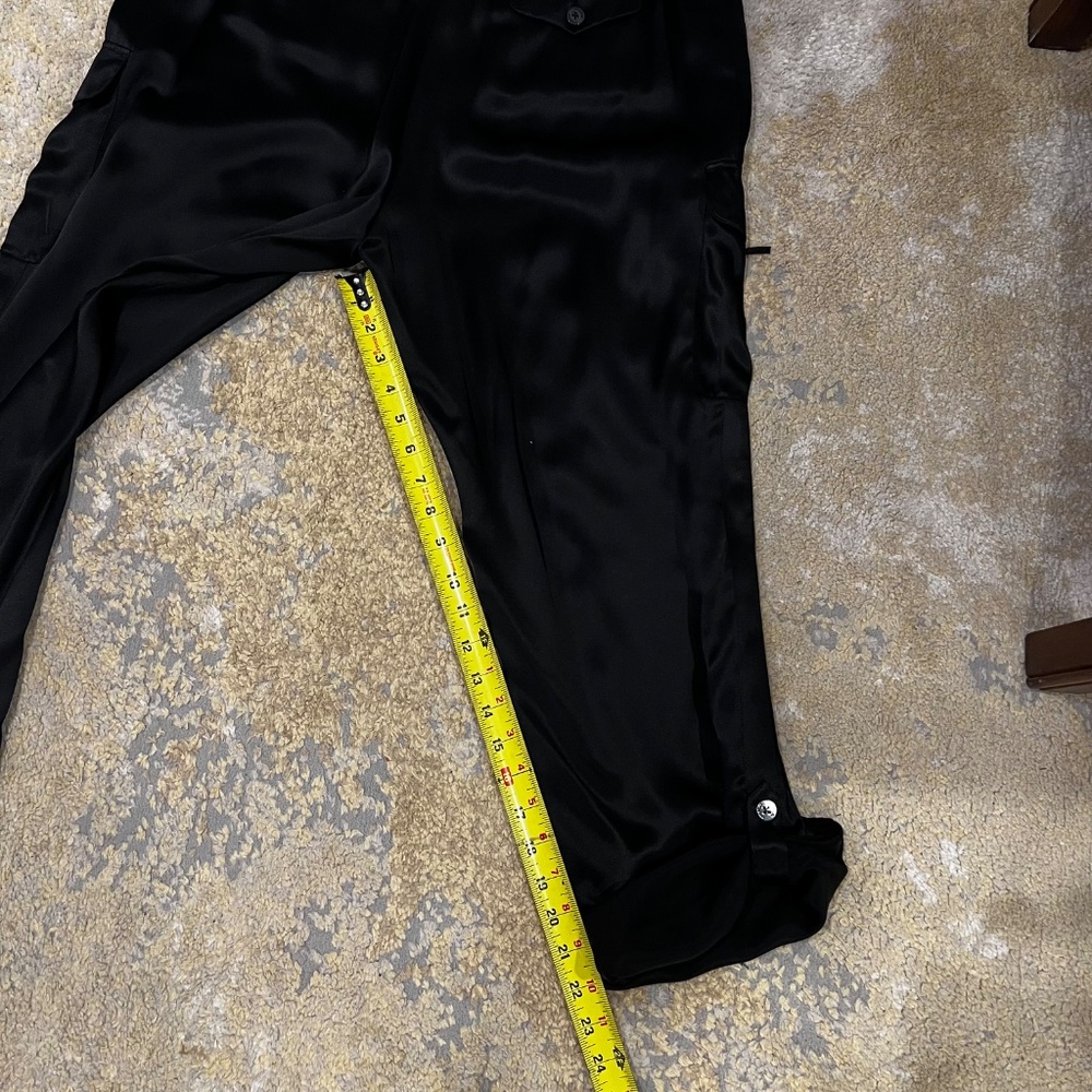NWT Vintage Emanuel Ungaro 100% Silk Black Cargo Pants Size 12 - Picture 12 of 14